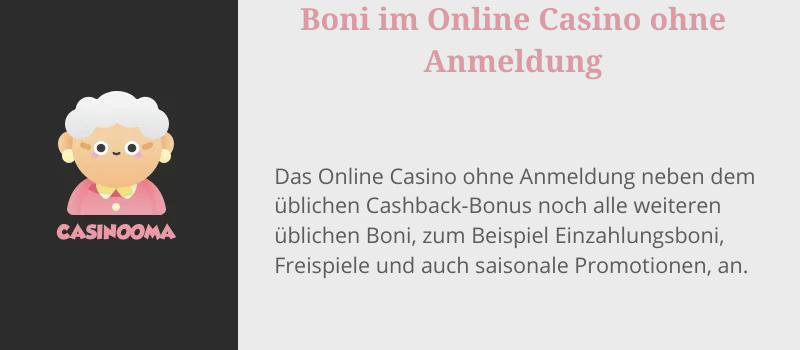 Boni im Online Casino ohne Anmeldung